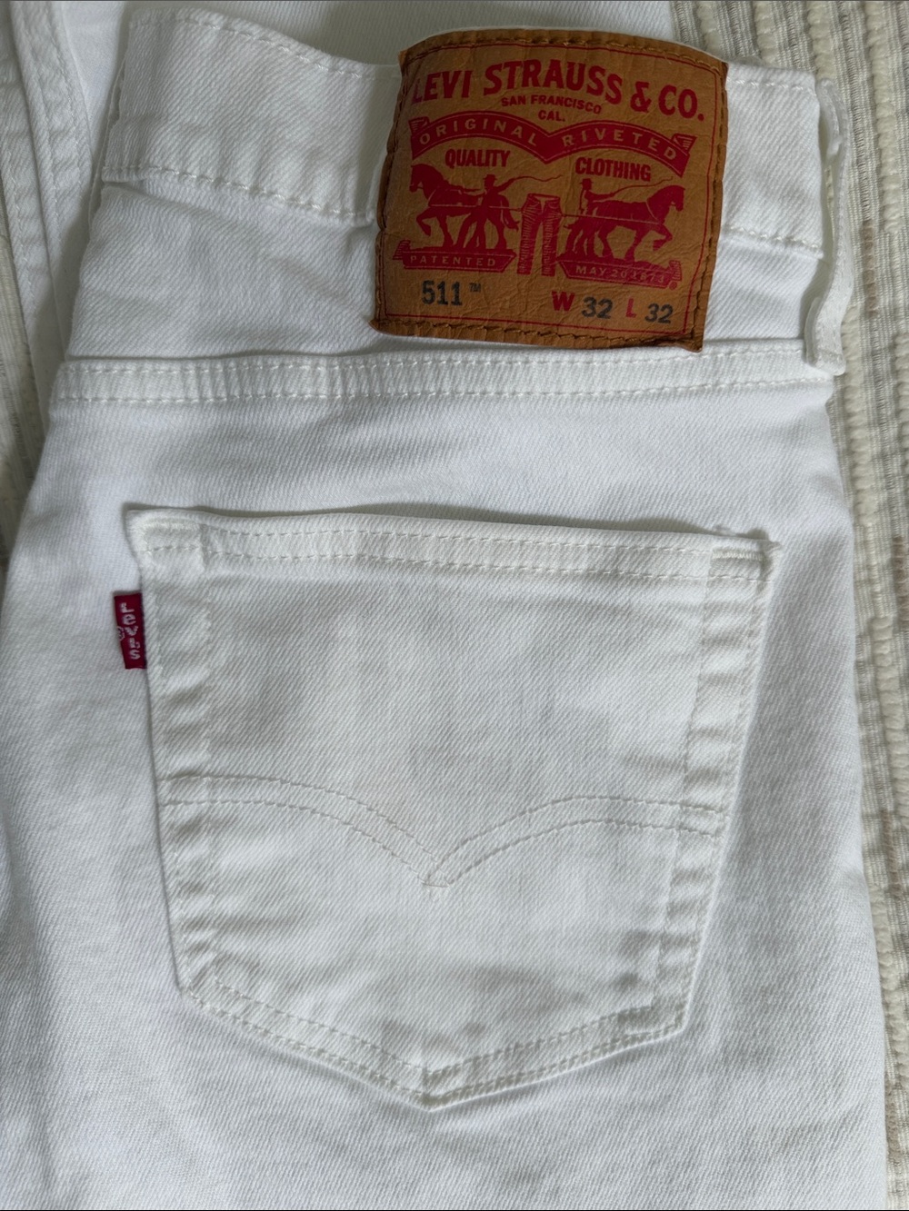Levi's 511 Slim Fit White Jeans 32x32 Minimalist Casual Streetwear Summer